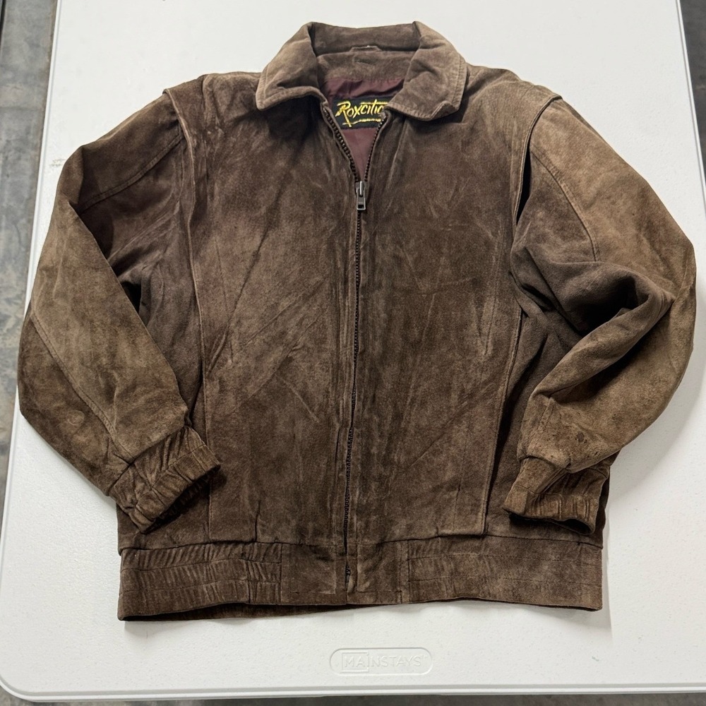 Roxette Suede Bomber Jacket womans M Brown Good Vintage Zip Up Outerwear